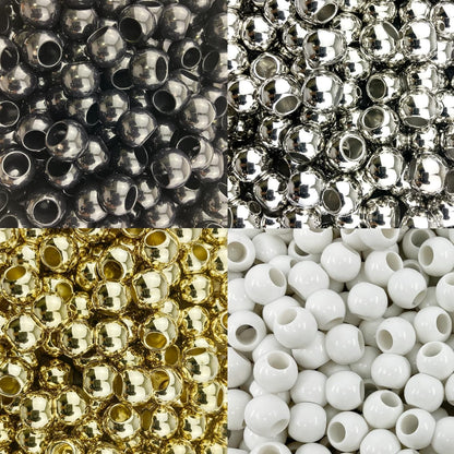300 Acrylic Large Hole Beads for Crafts and for Hair 10mm x 12mm Acrylic Barrel Beads with 5.7mm Large Hole, Glossy Primary Assortment