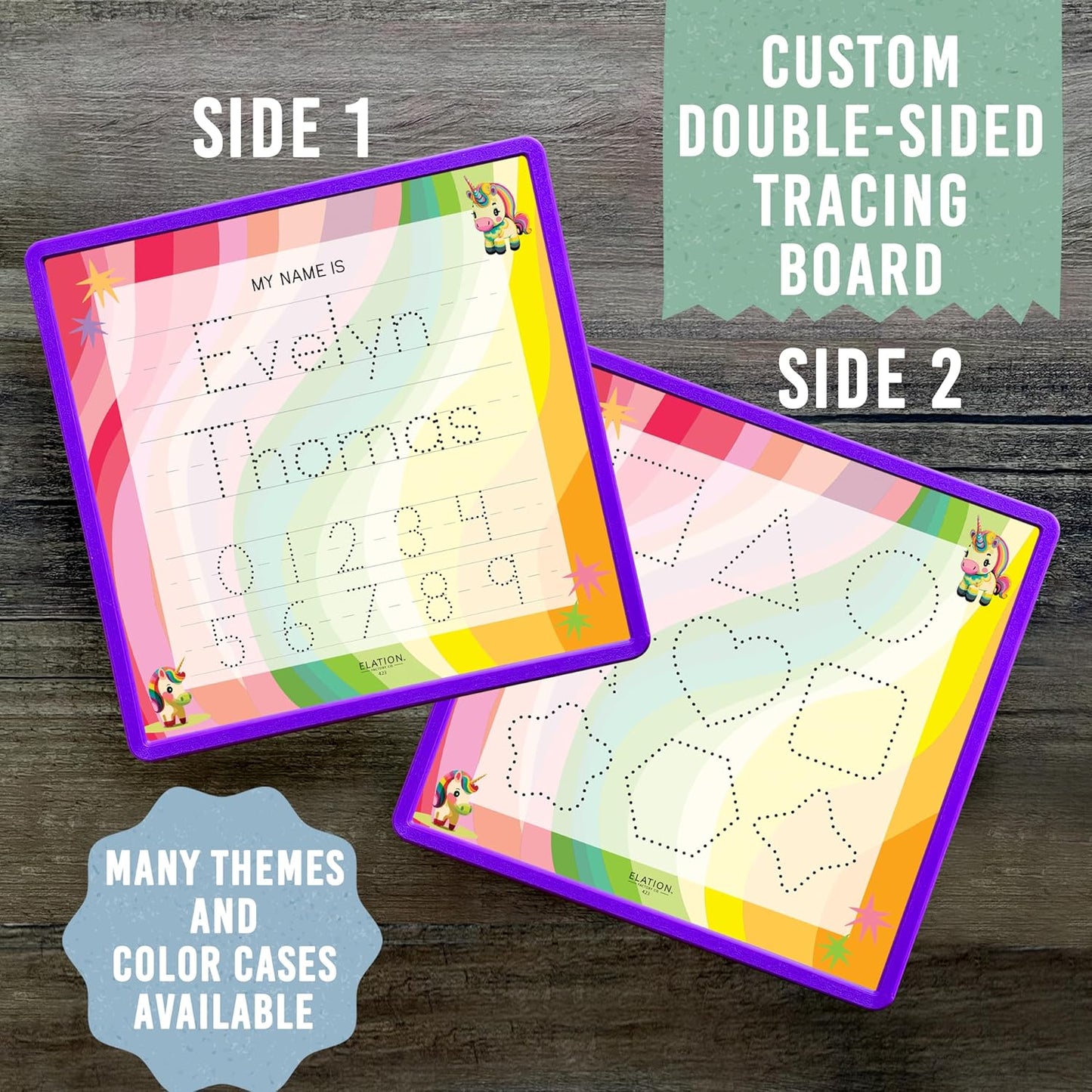 Kid's Name Tracing Board | Dry Erase Letter Tracing | Reusable Name Alphabet Tracing| Number Tracing | Personalized | Baby Unicorn Theme