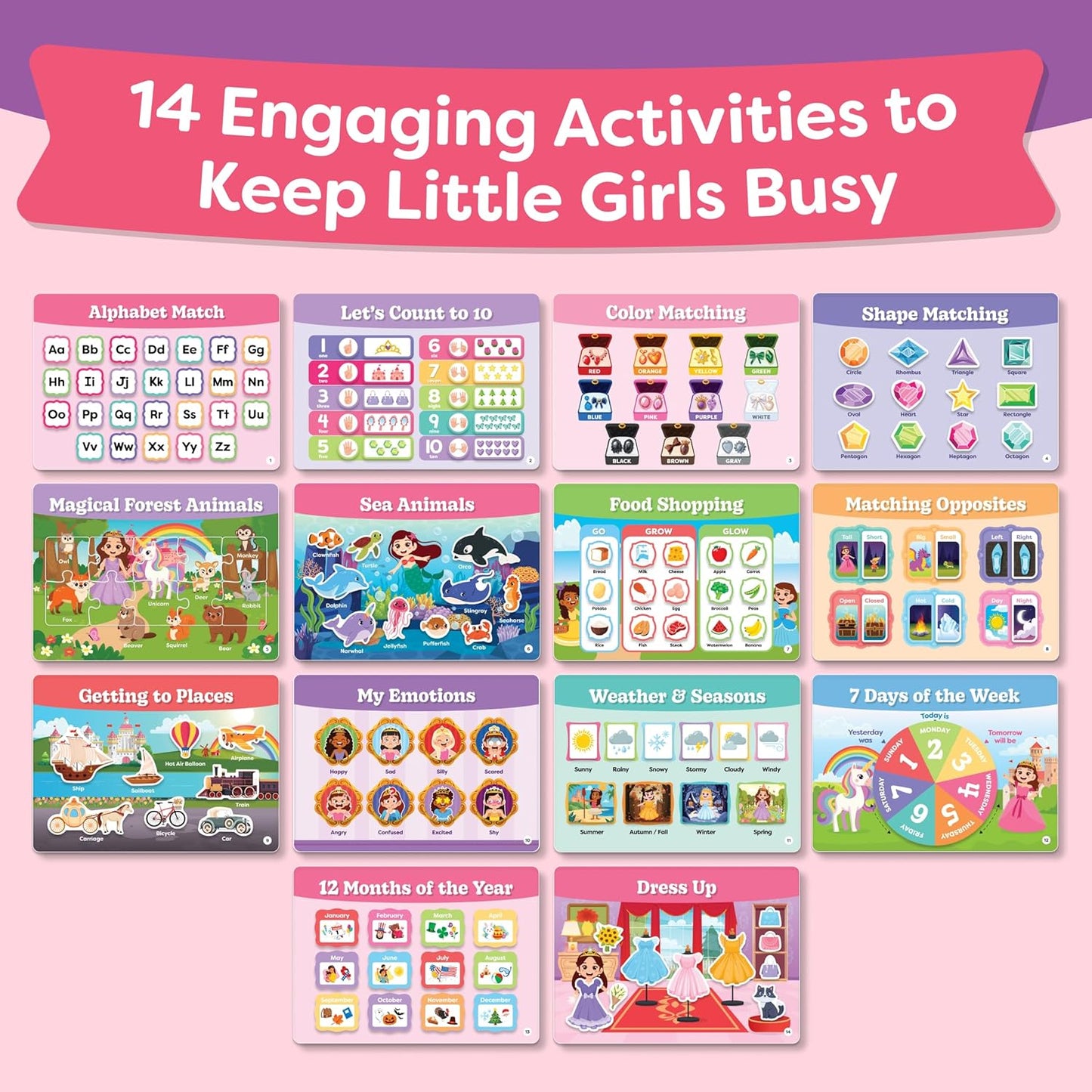Montessori Preschool Busy Book for Toddlers Ages 3 and Up - Preassembled - Preschool Learning Activities Montessori Educational Toys - Gifts for 3 Year Old Boys, Toddler Learning Toys Activities