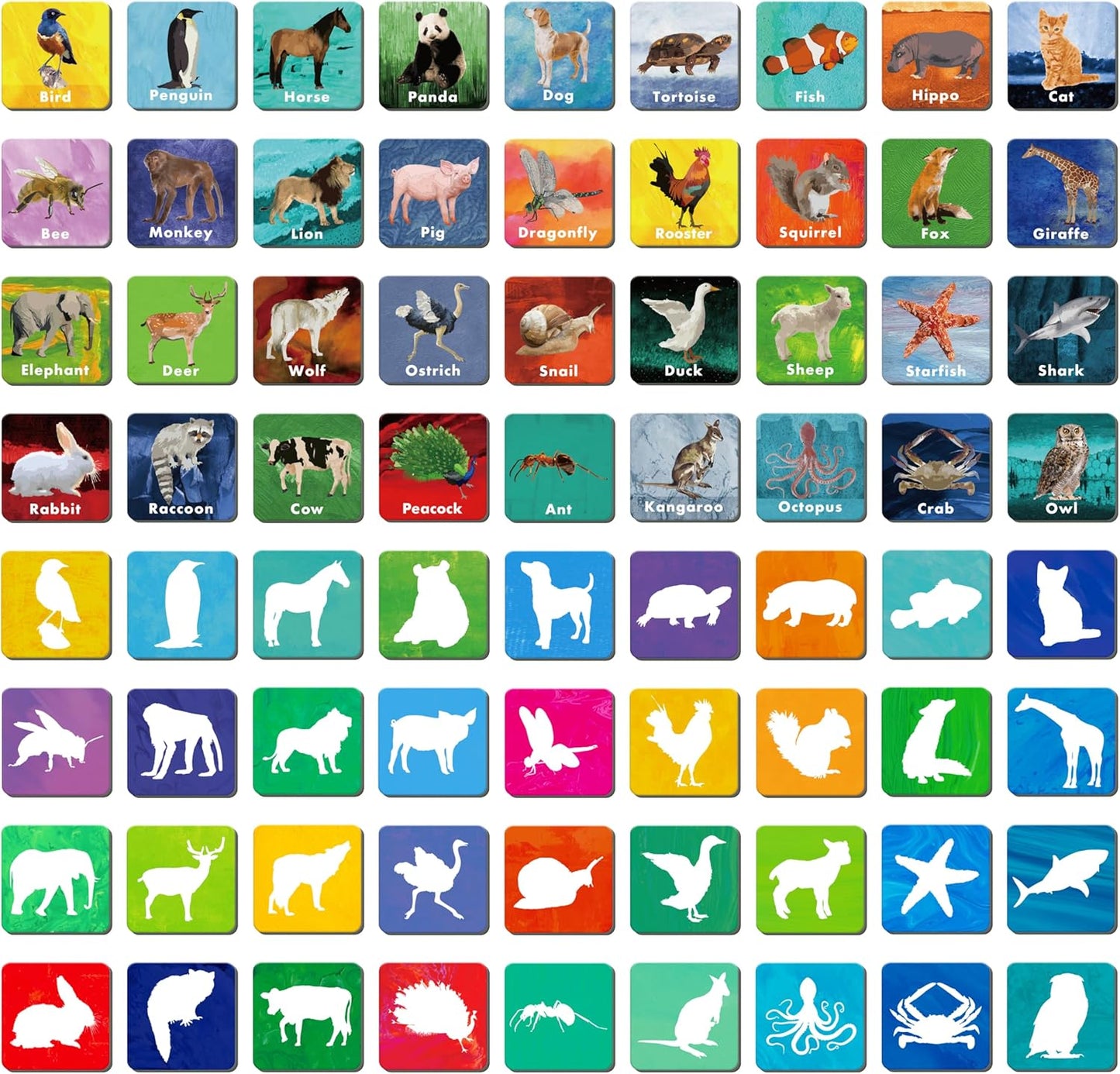 Hebayy 72 PCS Memory Matching Game, Real Animal Matching Cards for Toddlers 36 Pairs Memory Cards for Preschool 4 5 6 Years Old