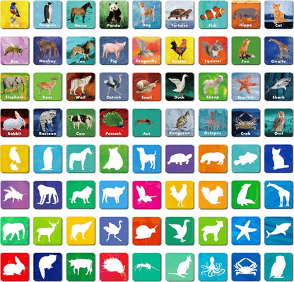 Hebayy 72 PCS Memory Matching Game, Real Animal Matching Cards for Toddlers 36 Pairs Memory Cards for Preschool 4 5 6 Years Old