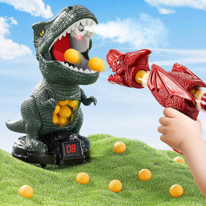 JUKUDAHU Dinosaur Shooting Boy Toys for Kids Age 3 4 5 6 7 8 - Moveable Shooting Game with Scoreboard, Light and Sound, 12 Foam Balls, Boy Toddler Toys 5-7 6-8 8-10, Competition Game Gifts (Green)
