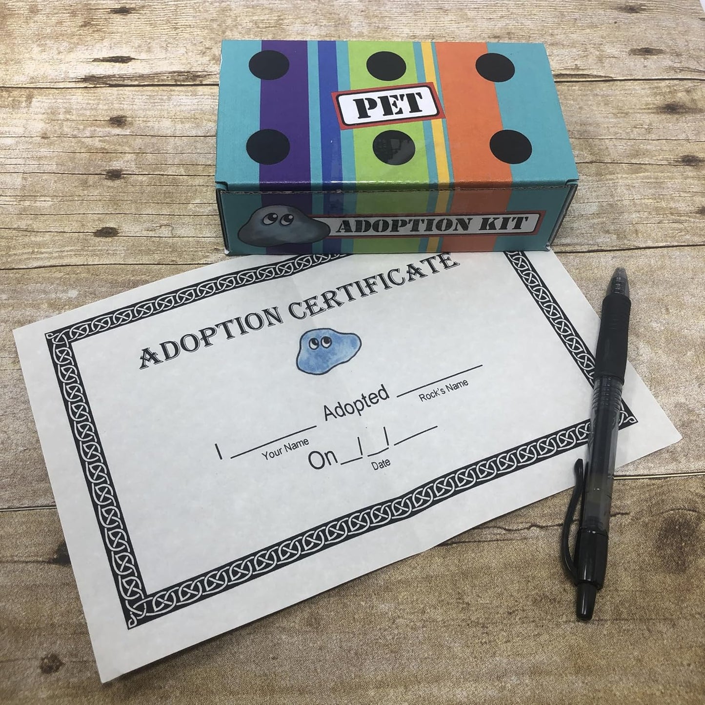 Rock Pet Adoption Kit Funny Novelty Gag Gift (Green Eyes)