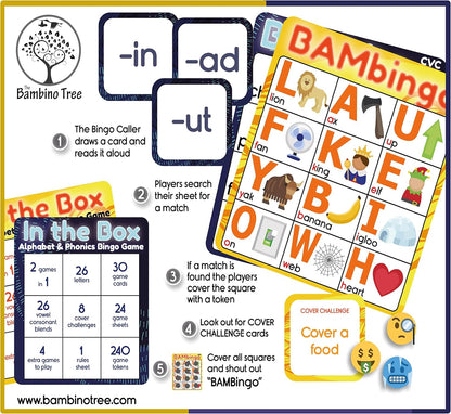 THE BAMBINO TREE Sight Word Bingo Game Level 1 and 2 - Educational Games for Kids - Learn to Read Vocabulary for Kindergarten 1st Grade - Dolch's Fry's Words Lists