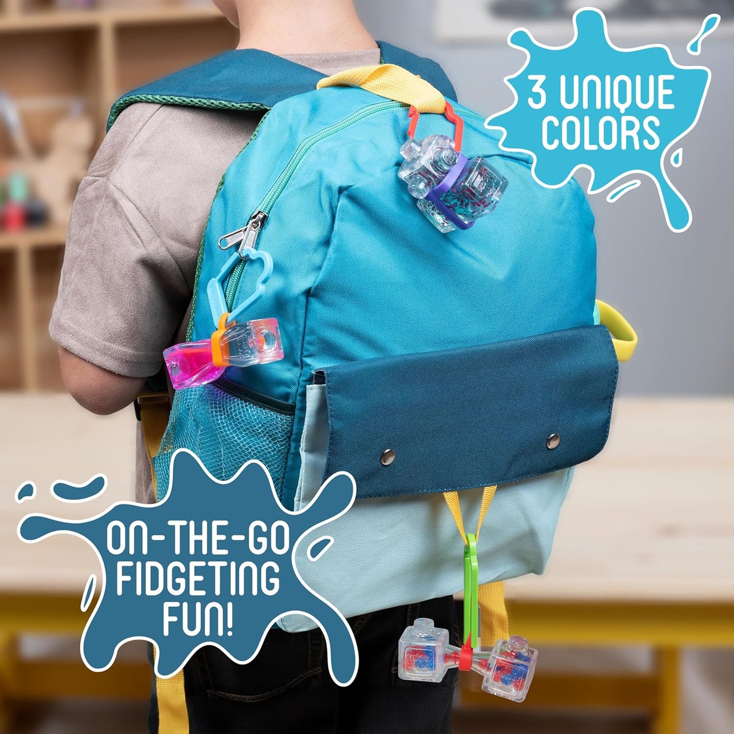 Goliath Fidget Blox 3 Pack with Backpack Clip (Amazon Exclusive) | Sound, Touch, Vision Sensory Fidget Toys | from The Makers of Jelly Blox | Safe & Reliable | Ages 5+