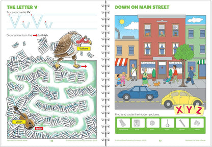 School Zone Alphabet Fun Write & Reuse™ Workbook: 52 Wipe-Clean Pages, Spiral-Bound, Pre-K, Preschool, Kindergarten, Letters & ABC Tracing, Early Learning, Ages 4–6, Includes Dry-Erase Marker