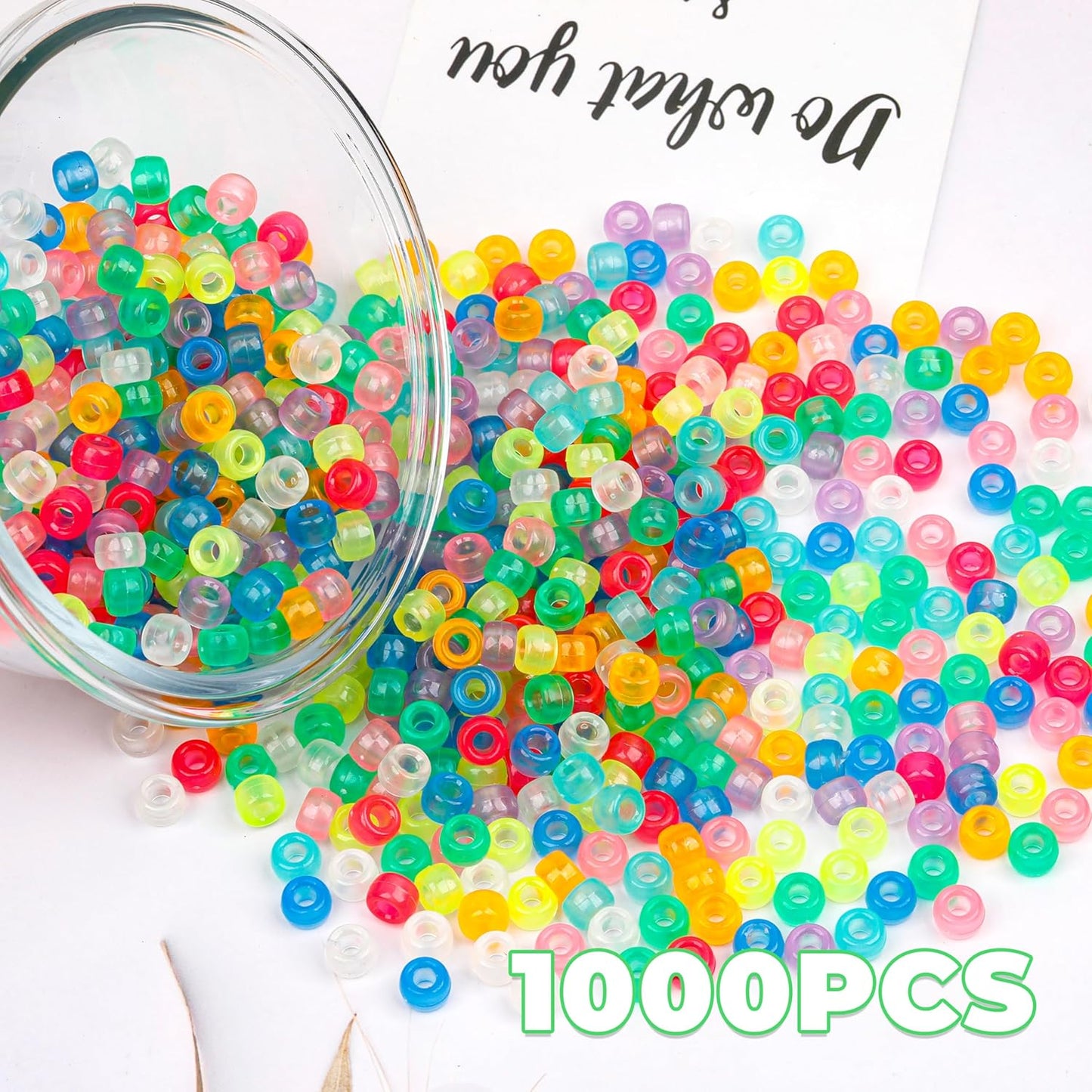 Auvoua 1000Pcs Pony Beads Bracelet 9mm Yellow Plastic Barrel Pony Beads for Necklace,Hair Beads for Braids,Key Chain,Jewelry Making (Yellow)