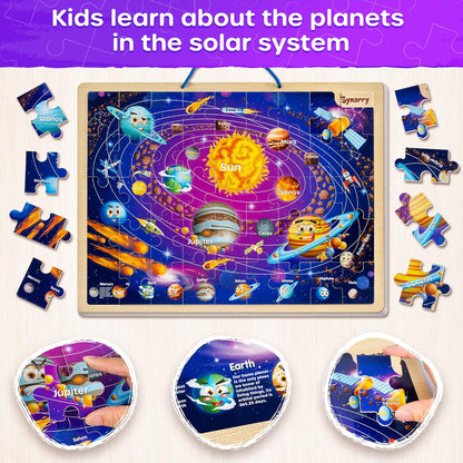 SYNARRY Large USA World Wooden Puzzles for Kids Ages 4-6, Learning United States World Maps Puzles for Kids Ages 6-8, Wood Jigsaw Puzzles Educational Games Toys Gifts for Boys Girls Ages 3-8