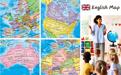 EXERZ 8" World Globe - Political Map Educational Earth Globe - English