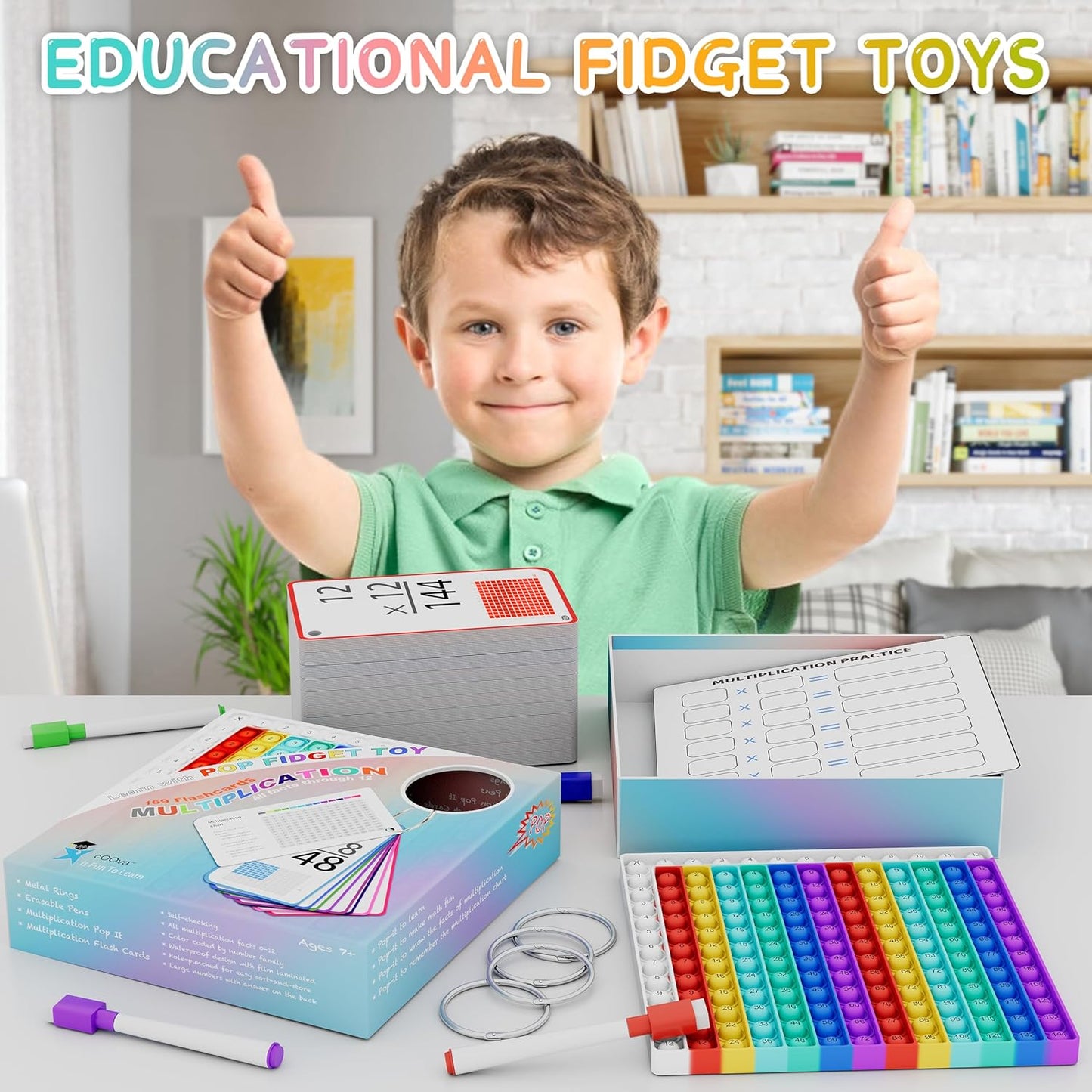 COOVA Multiplication Chart Pop It - Multiplication Game Board, 12x12 Times Table Math Game Board for Kids Learning, Educational Multiplication Machine Toy