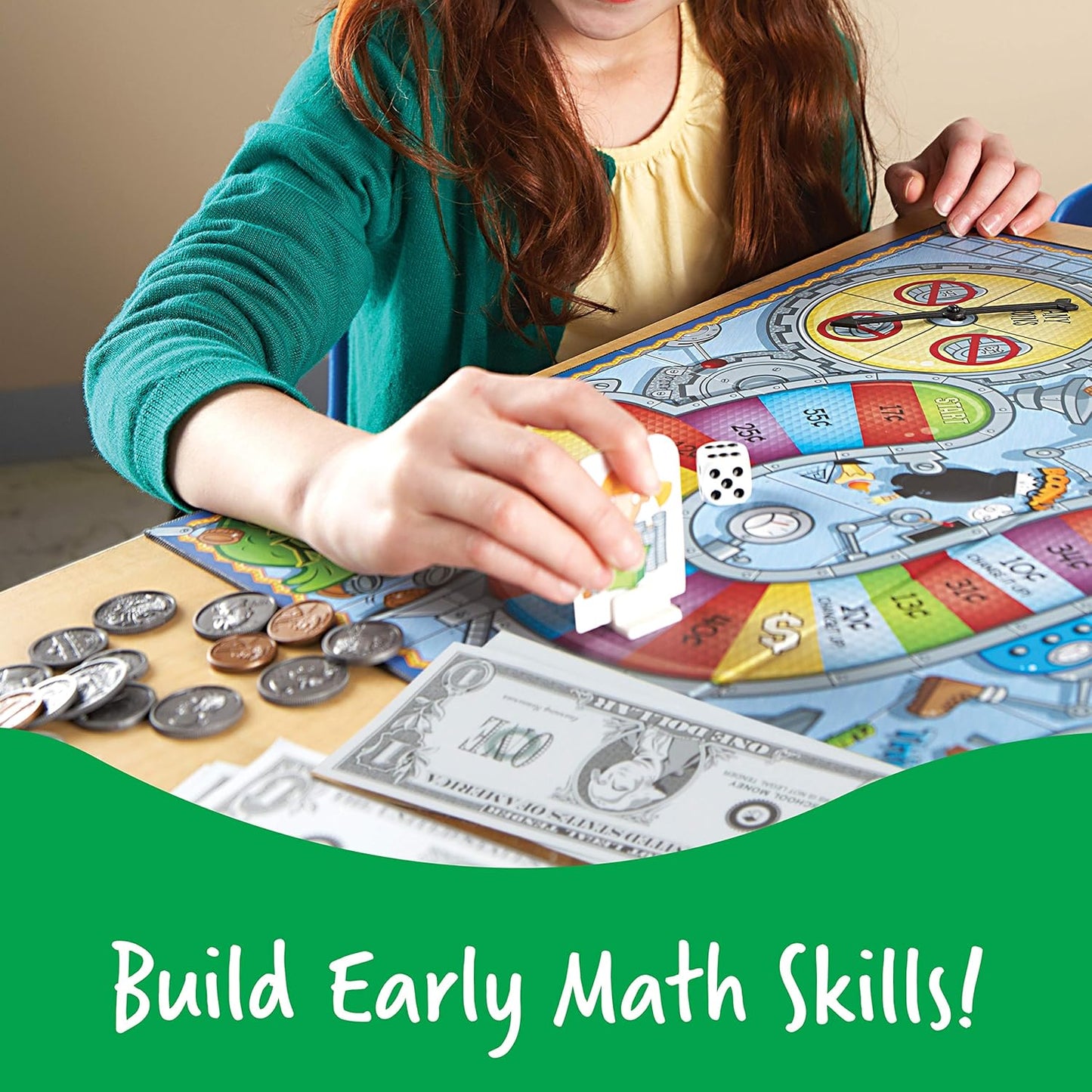 Learning Resources Money Bags Coin Value Game - Classic Board, Math Manipulatives, Financial Literacy Kids, Pretend Play, Coins Bills for Teaching, Gifts for Boys and Girls, Educational