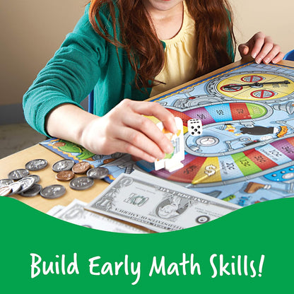 Learning Resources Money Bags Coin Value Game - Classic Board, Math Manipulatives, Financial Literacy Kids, Pretend Play, Coins Bills for Teaching, Gifts for Boys and Girls, Educational