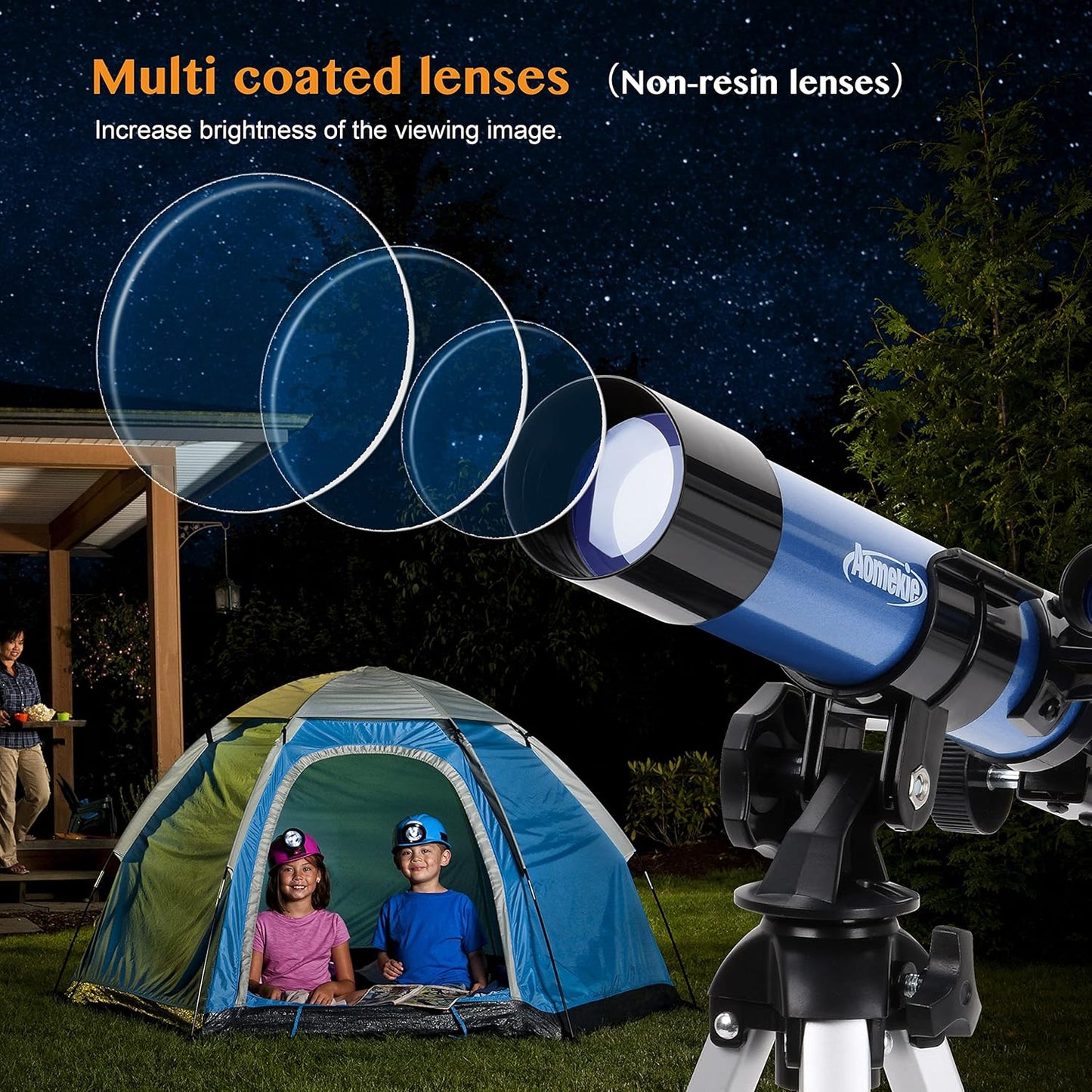 AOMEKIE 40/400 Portable Telescopes with Tabletop Tripod 2 Eyepieces for Kids and Astronomy Beginners with Finderscope and Compass,Space,Gifts(32, x)