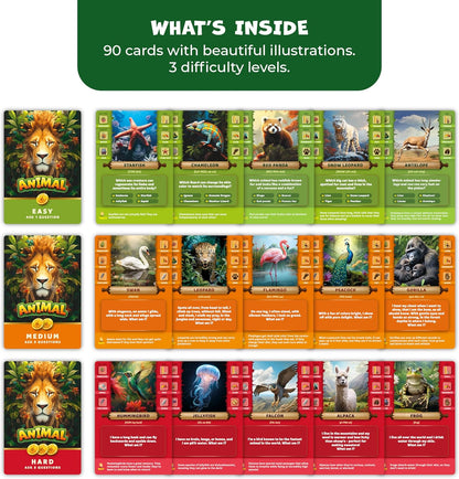 Guess The Animal – Educational Guess In 5 Clues Game for Kids & Family – Fun Children’s Guessing Game for Learning Animals, Perfect for Home, School or Travel – Girls, Boys Ages 6, 7, 8, 9, 10
