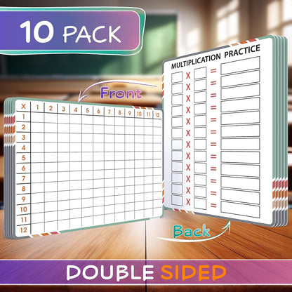 SCRIBBLEDO Multiplication Math 9”x12” Small White Board Dry Erase Sheets Math Manipulatives 3rd Grade Multiplication Times Table Chart Math Supplies Teacher Students Classroom Pack of 10 Sheets