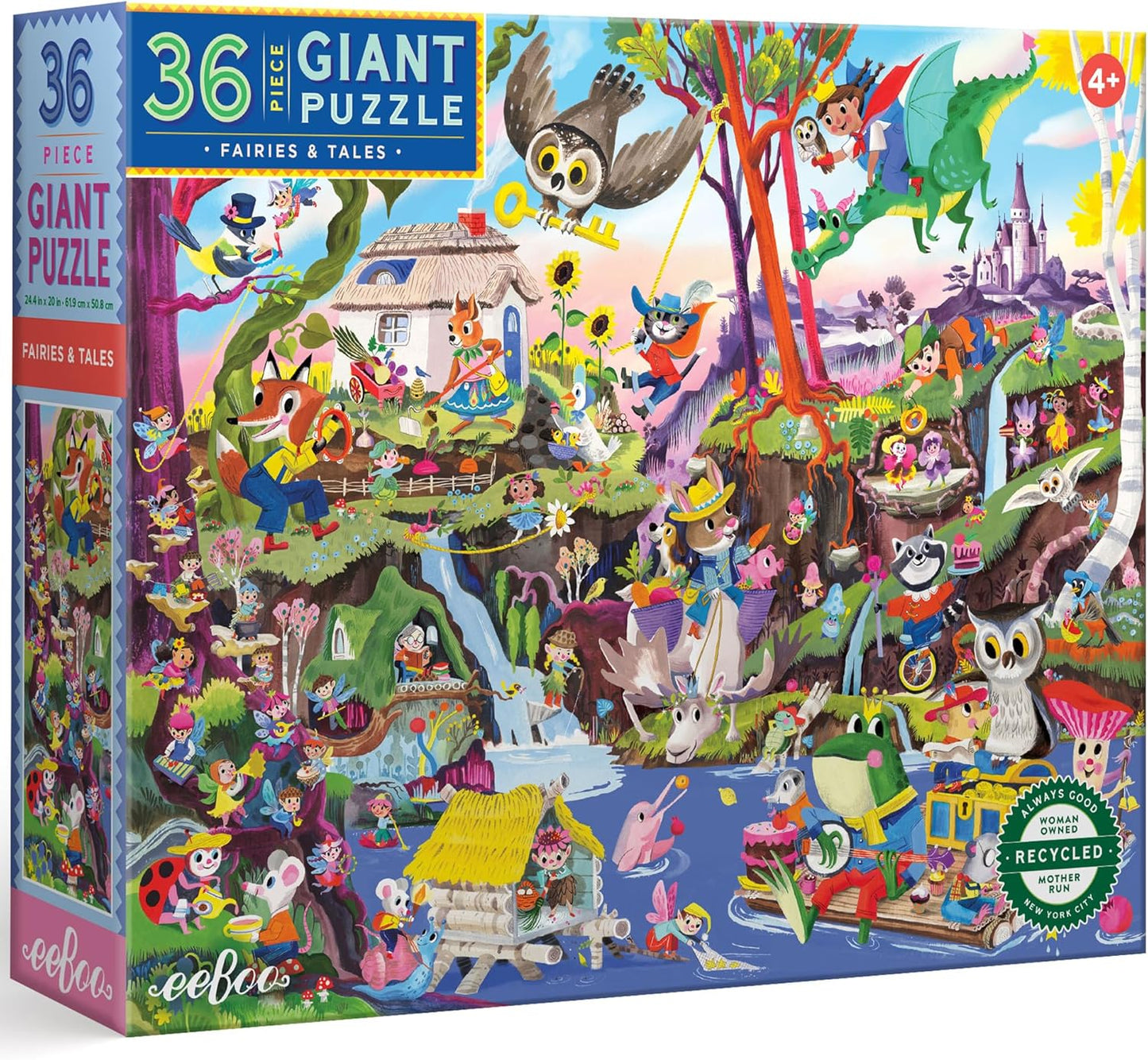 eeBoo 36 Piece Giant Floor Puzzle - Dinosaur Alphabet Children's Puzzle ABC & Dino Themed, Large Pieces for Small Hands to Develop Motor Skills