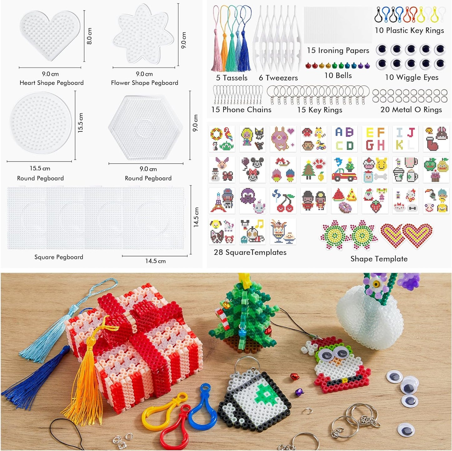 INSCRAFT Fuse Beads, 33000pcs Fuse Beads Kit for Kids, 33 Color 5MM Iron Beads Set with 150 Patterns, 8 Pegboards, 15 Ironing Paper, 6 Tweezers, 85 accessories, Craft Kits Gifts for Birthday Christmas