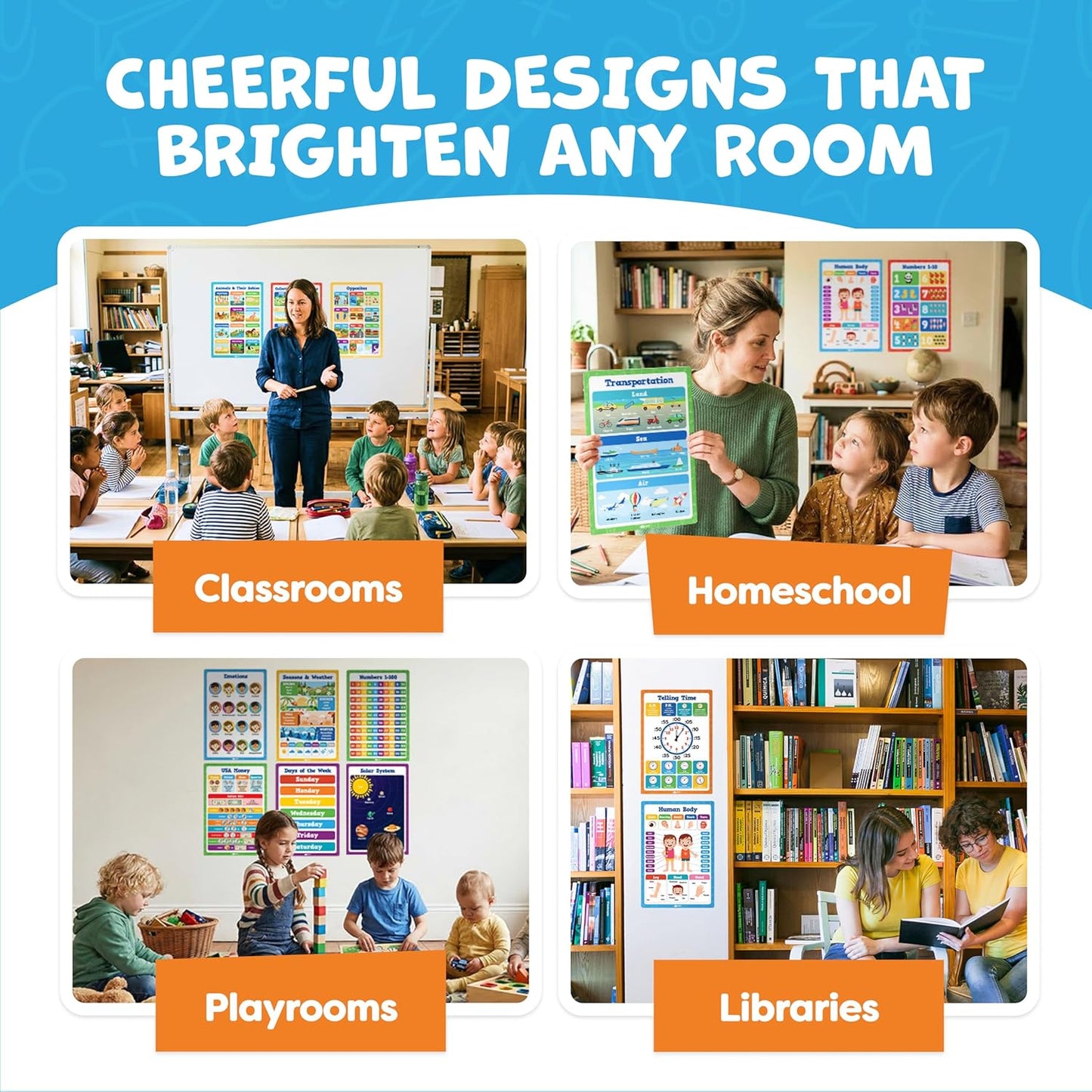Momo & Nashi United States Map For Kids & World Maps For Kids 2pc Set - 24” x 16” Waterproof Classroom Posters - Childs World Map - Teacher Classroom Must Haves - Homeschool Teacher School Supplies