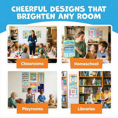 Momo & Nashi United States Map For Kids & World Maps For Kids 2pc Set - 24” x 16” Waterproof Classroom Posters - Childs World Map - Teacher Classroom Must Haves - Homeschool Teacher School Supplies
