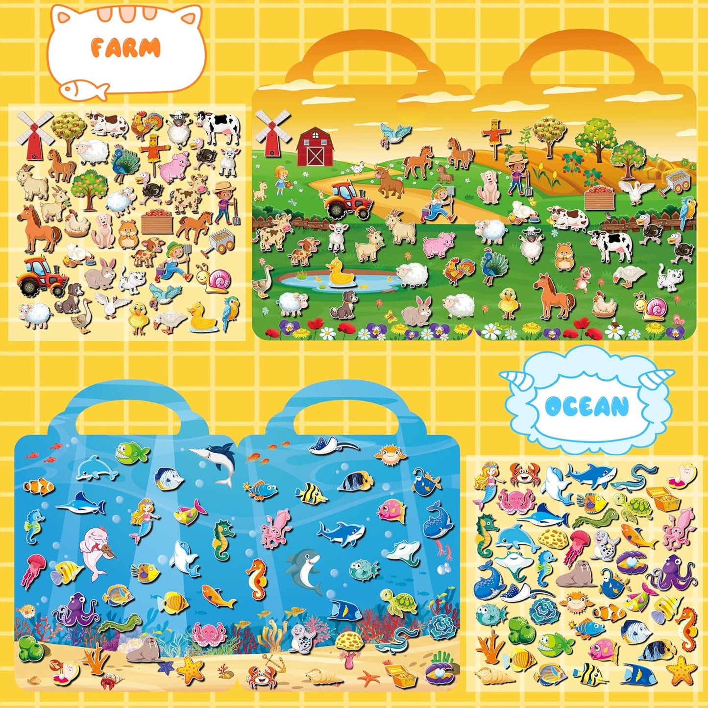 Kalysky 12 Set Reusable Sticker Books for Toddlers 2-4 1-3, Kids 3D Puffy Sticker Activity Books, Birthday Party Favors Goodie Bags Stuffer