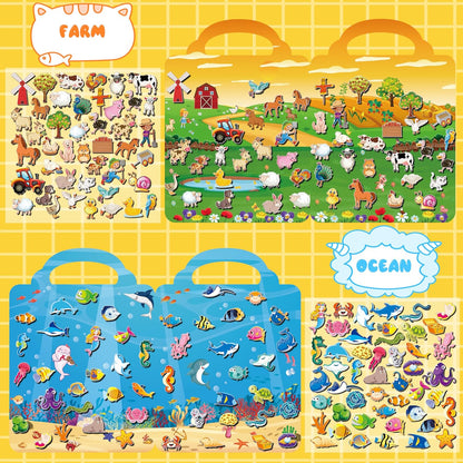 Kalysky 12 Set Reusable Sticker Books for Toddlers 2-4 1-3, Kids 3D Puffy Sticker Activity Books, Birthday Party Favors Goodie Bags Stuffer