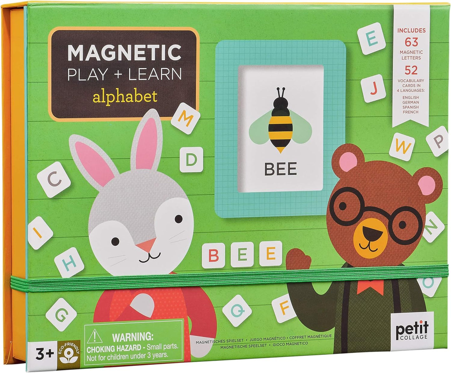 Petit Collage: Animal Friends Magnetic Game Board with Mix & Match, Ideal for Ages 3+, Includes Mag Play Scene Treehouse Party, 74 Count