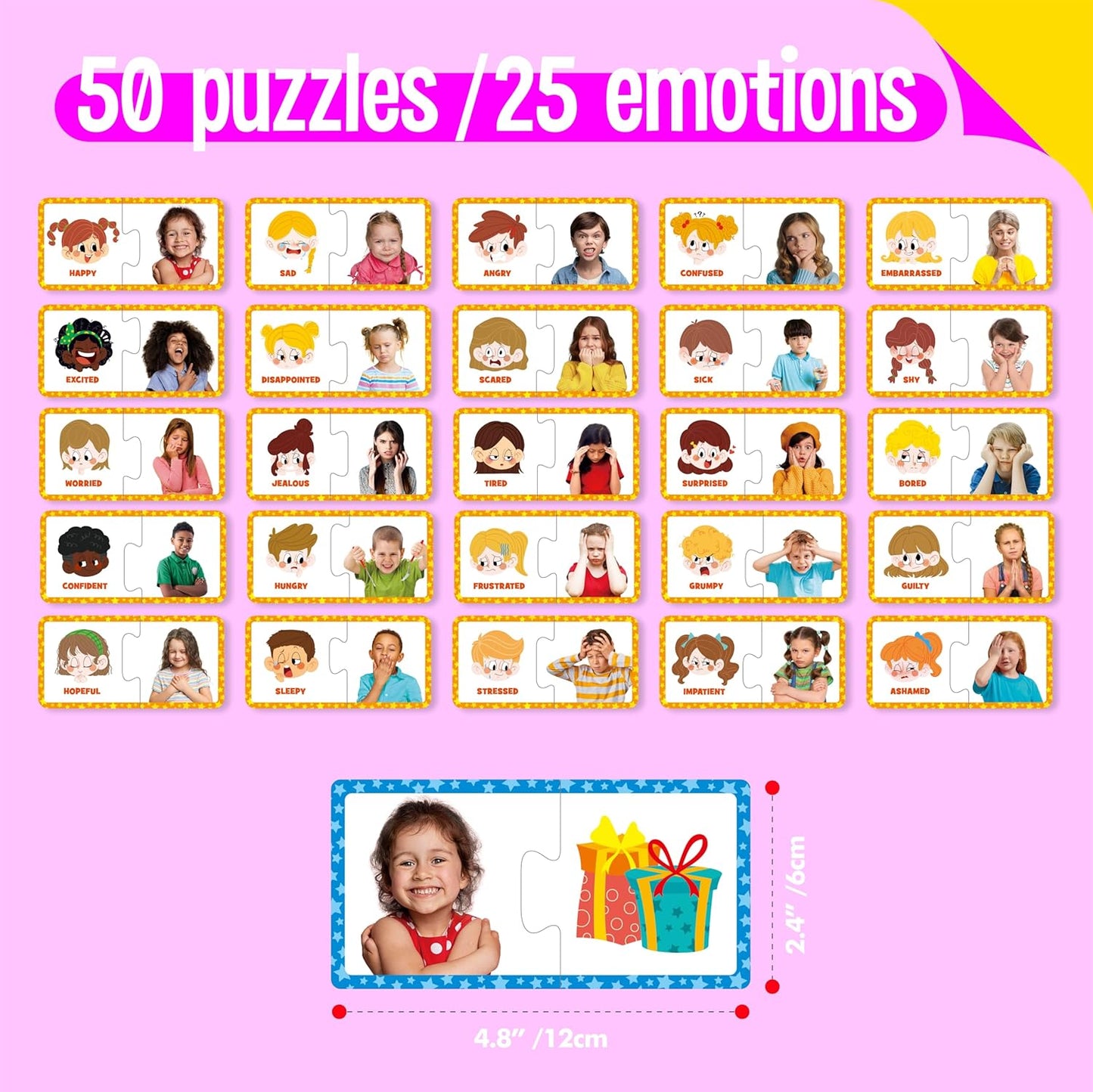 Rhyming Puzzles, 26 Groups Rhyming Word Cards Phonics Matching Game Self-Correcting Puzzle Early Childhood Learning Card for Kindergarten Preschool
