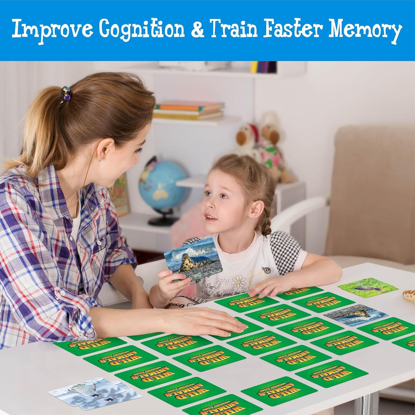 Hebayy Wild Animal Matching Game, 80 PCS Realistic Animal Memory Matching Cards for Toddlers 40 Pairs Real Animal Memory Cards Educational Toys for Preschool Boys & Girls 4 5 6 Years Old