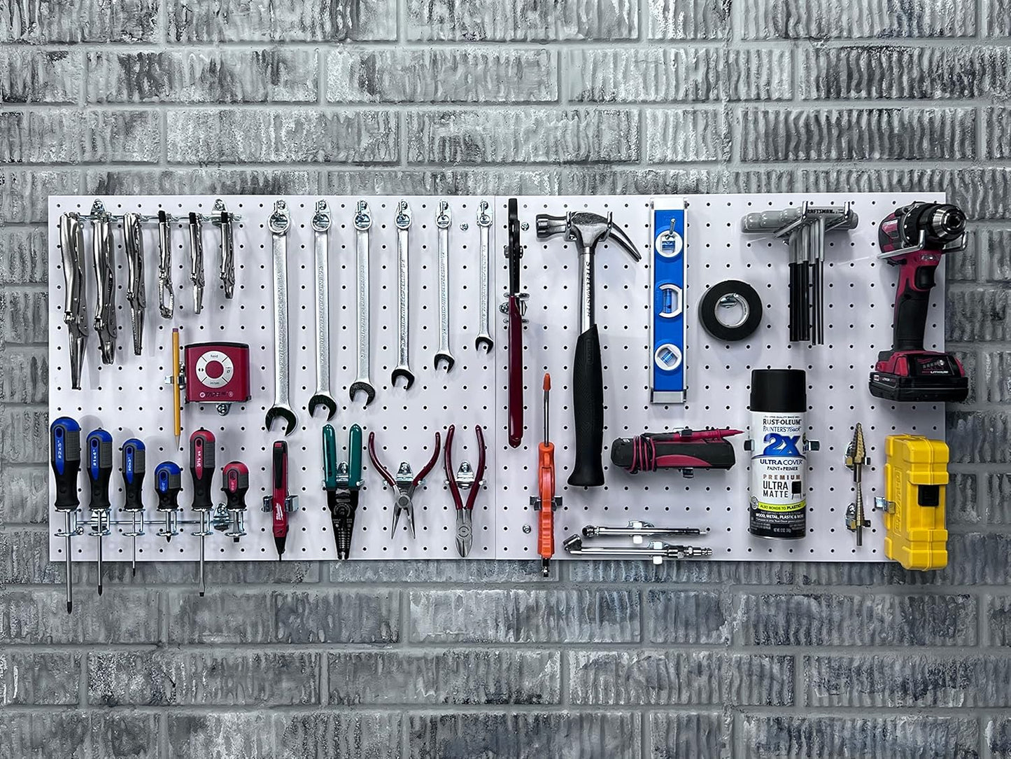 Triton Products Heavy Duty Poly Pegboards - Set of 2 DuraBoard Wall Panels, Each 22" x 18" x 1/4" with 1/4" Holes for Home, Office, Garage, Storage and Organization (White)