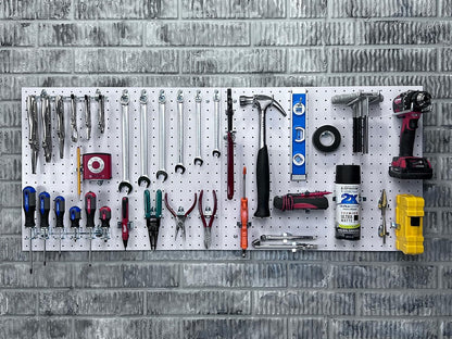 Triton Products Heavy Duty Poly Pegboards - Set of 2 DuraBoard Wall Panels, Each 22" x 18" x 1/4" with 1/4" Holes for Home, Office, Garage, Storage and Organization (White)