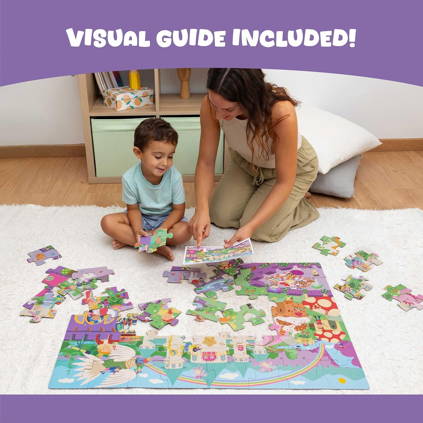 BONNYCO Giant Floor Puzzles for Kids of Jungle Animals with 48 Large Pieces. Safari Jumbo Puzzle 36.2 x 24.4 in, Gifts for Boys and Girls, Educational Kids Toys Ages 2-8