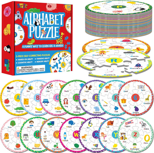 Phonics Puzzles, Short Vowel Sound Blends-30 Phonics & 150 Sight Words, Phonetic Rhyming Game Learn to Read Spell First Word Early Educational Tool for Toddlers, Preschool, Kindergarten, Homeschooling