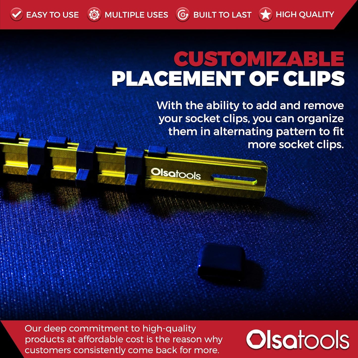 Olsa Tools Aluminum Socket Organizer, 3pc Set - Yellow Socket Holder Kit 1/2-Inch, 3/8-Inch, and 1/4-Inch Drive - Holds 58 Chrome or Impact Sockets - Professional Grade Socket Rails - Part: 1110