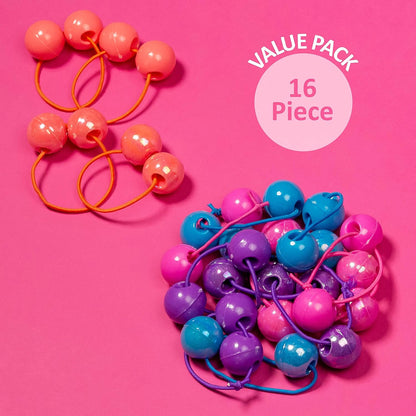 20pc Ponytailers Balls Elastics 18mm Round Opaque Multicolored Twin Beads Bauble Holders Toddler Kids Braiding Styling