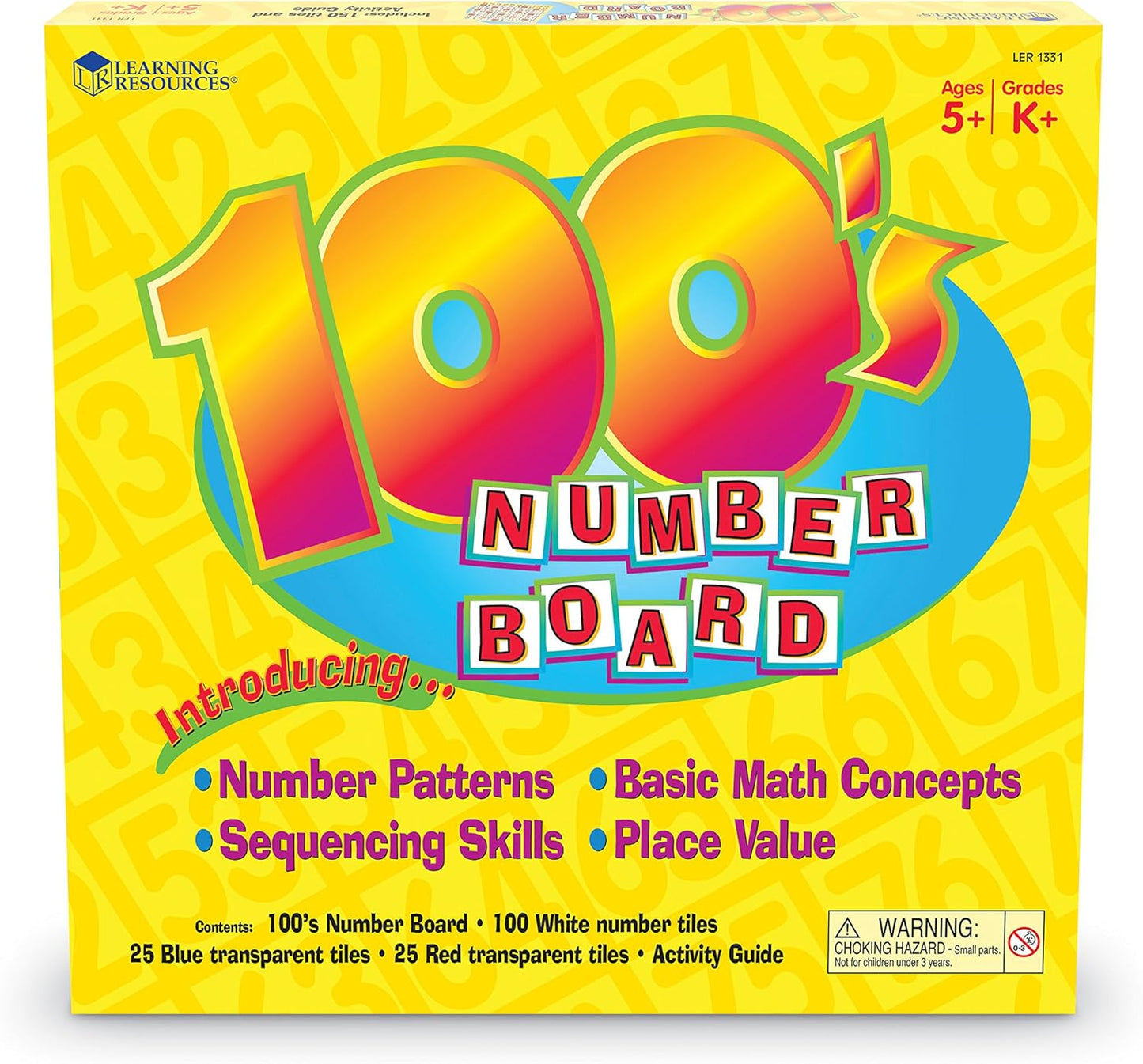Learning Resources Hundred Number Board, Early Math, Counting Games for Kids,151 Piece Set, Ages 5+