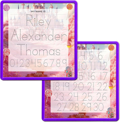 Kid's Name Tracing Board | Dry Erase Letter Tracing | Reusable Name Board | Alphabet Letters | Personalized | Candy Theme