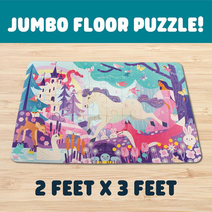 Chuckle & Roar Dinosaur Glow Floor Puzzle 50 Piece Kids Puzzle - Giant 2 x 3 Foot Glow in The Dark Preschool Puzzle - Large Pieces for Ages 4+ - Educational Dinosaur Puzzle for Screen Free Time