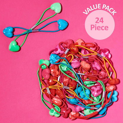 20pc Ponytailers Balls Elastics 18mm Round Opaque Multicolored Twin Beads Bauble Holders Toddler Kids Braiding Styling