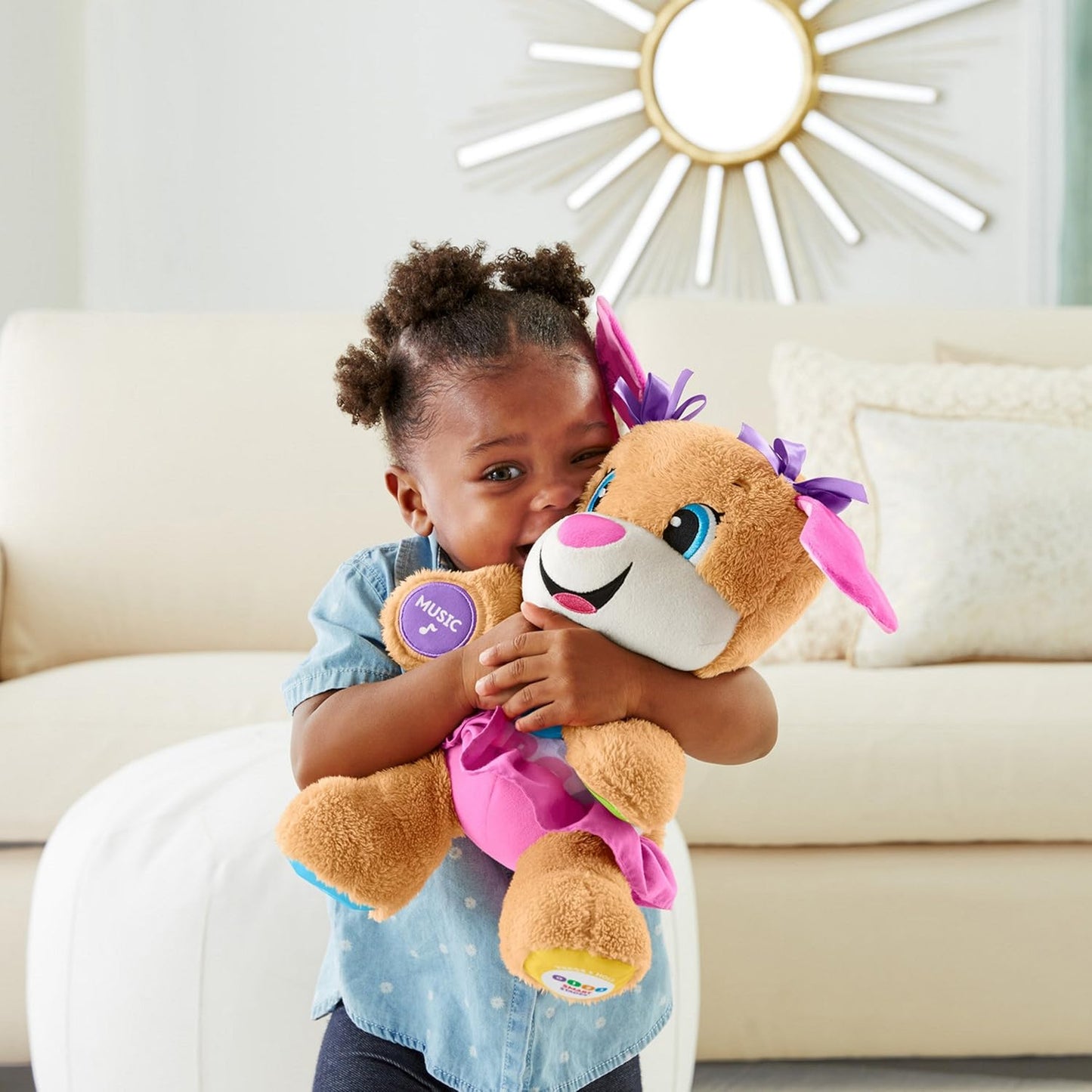 Fisher-Price Baby & Toddler Toy Laugh & Learn Smart Stages Sis Musical Plush with Lights & Phrases for Infants Ages 6+ Months