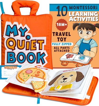 BAVY My Quiet Book - Toddler Plane Activities, Car Airplane Montessori Busy Board Book for Toddlers 1-3 - No Parts to Get Lost - Gifts for 1 2 3 4 Year Old Girl, Birthday Gifts Toys Age 2-4