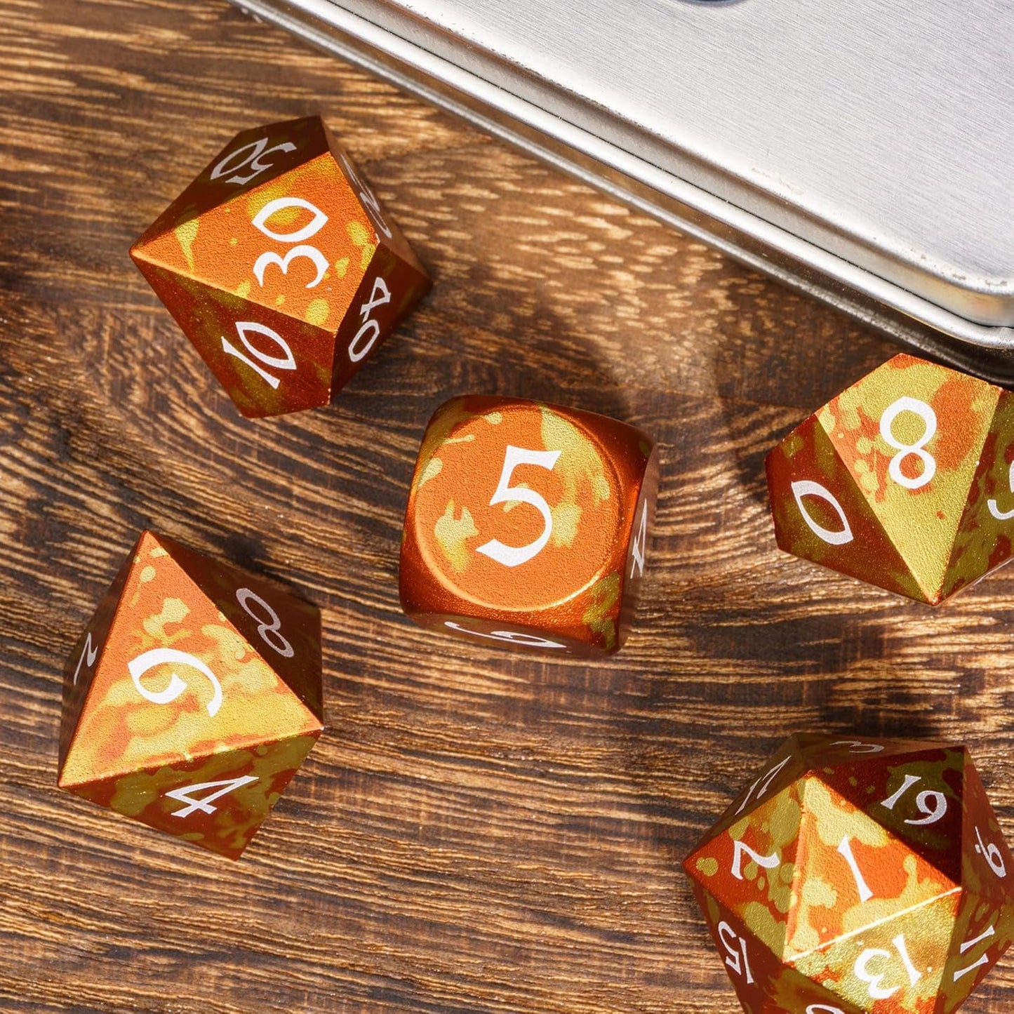 UDIXI Steampunk Metal Dice Set, 7 Die Polyhedral DND Dice Set for D&D Role Playing Game and Math Teaching (Ancient Copper)