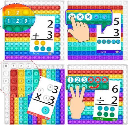 COOVA Math Games for Kids - Math Flash Cards - Interactive Practice Kit Pop It Practice with Addition, Subtraction, Multiplication & Division - Ideal for Learning and Skill Building.