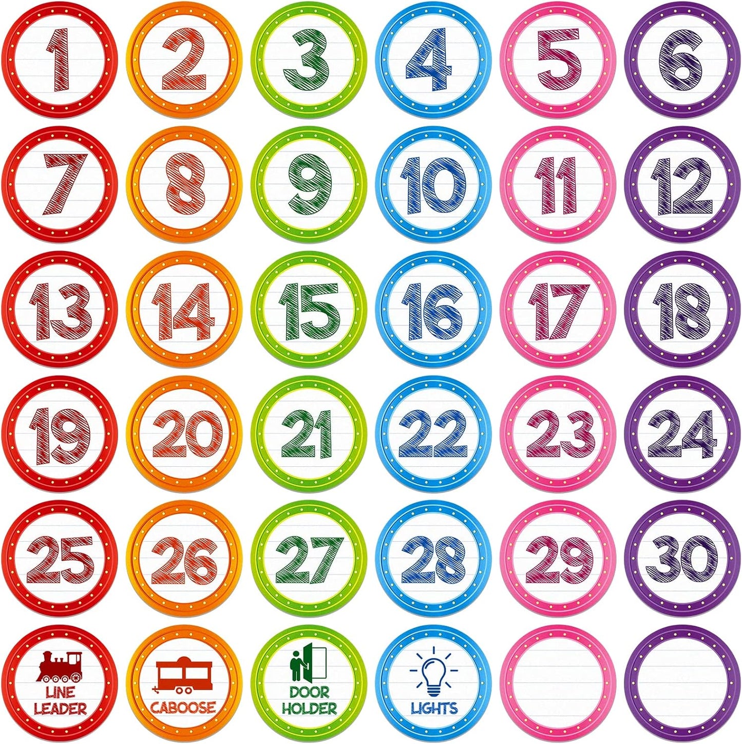 FaCraft Boho Line Up Spots for Classroom Floor - 48Pcs Floor Numbers for Classroom Lining Up Waterproof Number Stickers Markers for Preschool Kindergarten Elementary Back to School Teacher Must Haves