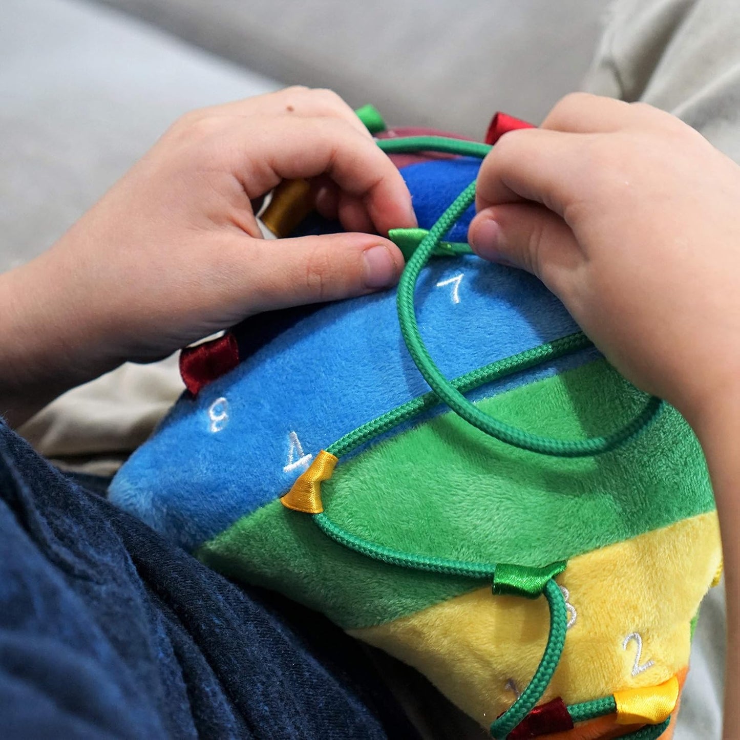 SENSORY4U Buckle Pillow Sensory Fine Motor Development Toy Activity Plushie - OT Therapy Tool Threading Counting Colors Latches Sorting Skills in One - 2nd Edition