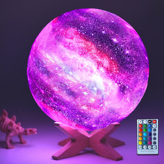 5.9 inch Galaxy Moon Lamp Remote & Touch Control 16 Colors LED Night Light Rechargeable Globe Light as Gifts Decor for Boys/Girls/Kids/Women