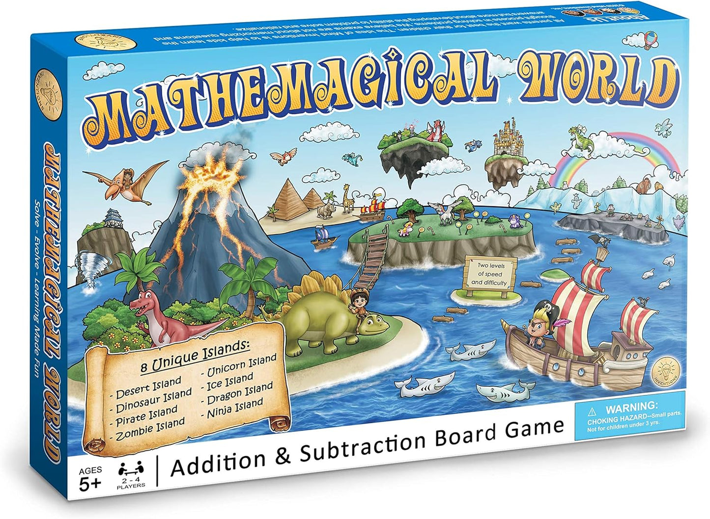 Mathemagical World - Addition & Subtraction Math Board Game for Kids, 2-4 players, Ages 5+ and Perfect for Homeschool, Kindergarten, Pre-k, and Gifted & Talented Prep