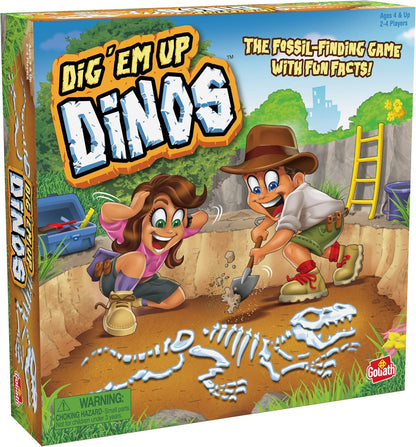 Goliath Dig 'Em Up Dinos - Fossil-Finding, Dino-Building Game Includes Fun Dinosaur Facts - 2-4 Players, Ages 4 and Up