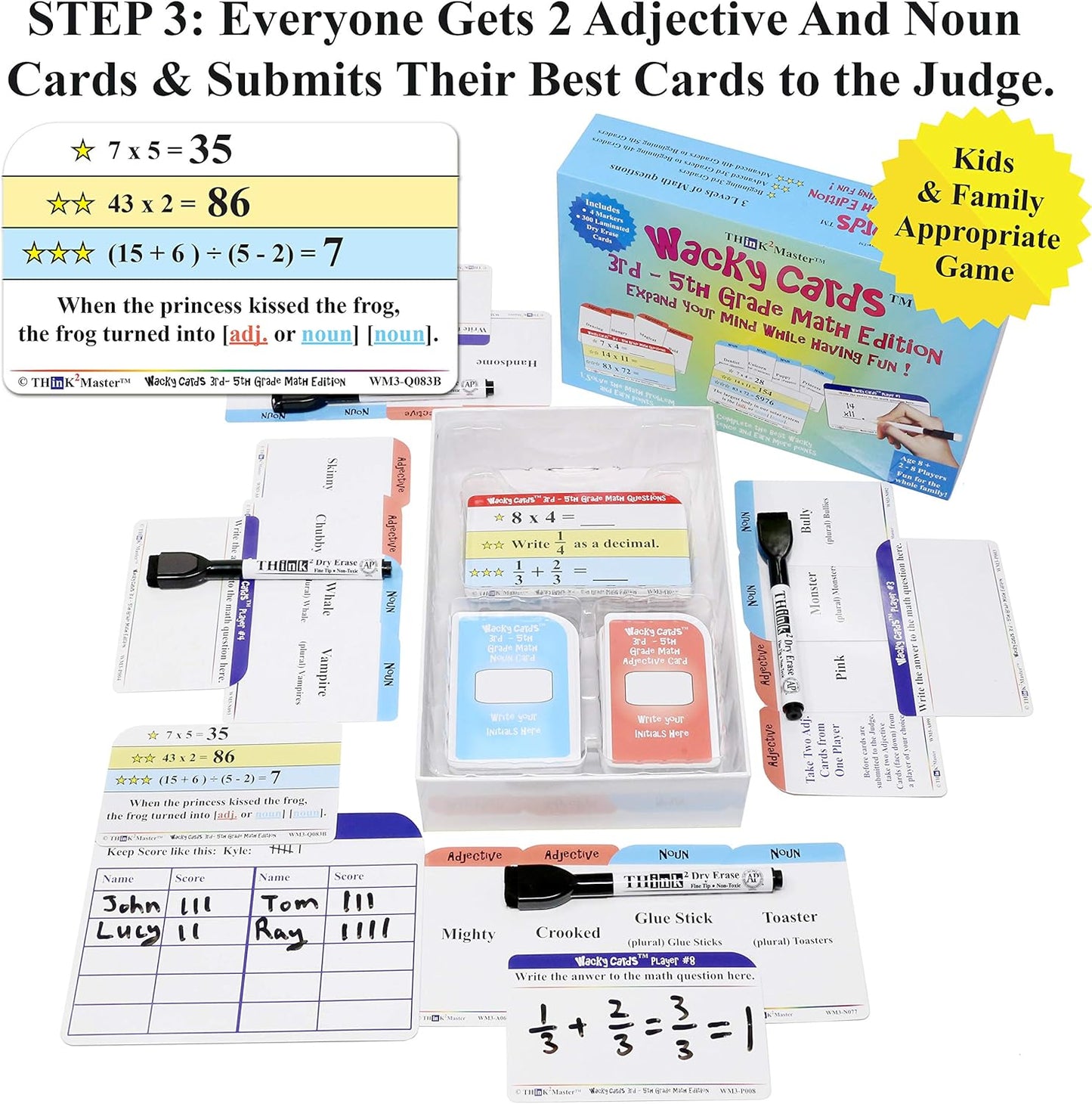 Think2Master Wacky Cards Practicing Math Including Addition, Subtraction & Multiplication.