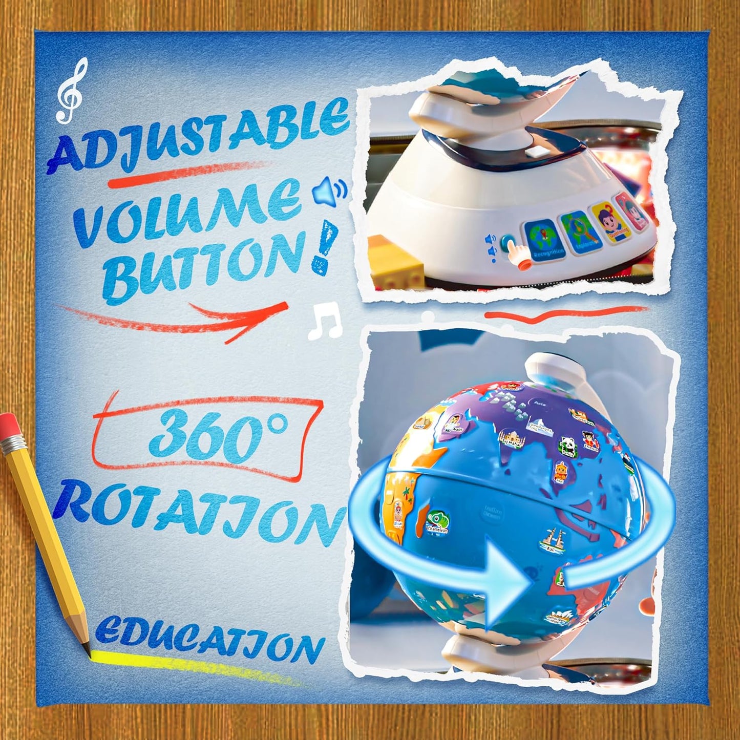 SMILESSKIDDO Globe for Kids - Learning toys for 2 Year Olds, Interactive Globe With Dynamic Lighting & Music, Educational Toys for 3 Year Old, Kids Christmas Gifts
