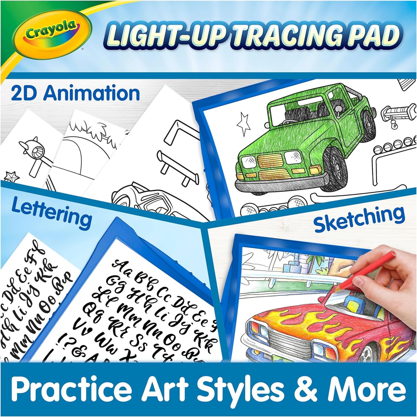 Crayola Light Up Tracing Pad - Blue, Drawing & Tracing Projector for Kids, Sketching Light Box Table, Toys for Kids, Gift for Girls & Boys, Ages 6+
